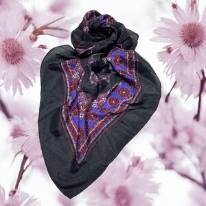 * square scarves with geometric detail        30”X30”